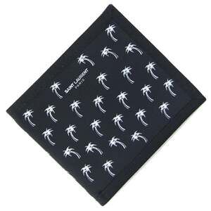 Saint Laurent Bi-fold Wallet 582400 Black Nylon Compact Palm Tree Design Men'...
